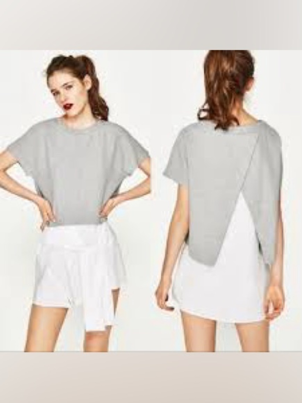 Zara Light Gray Short Sleeve Asymmetric Layered dress